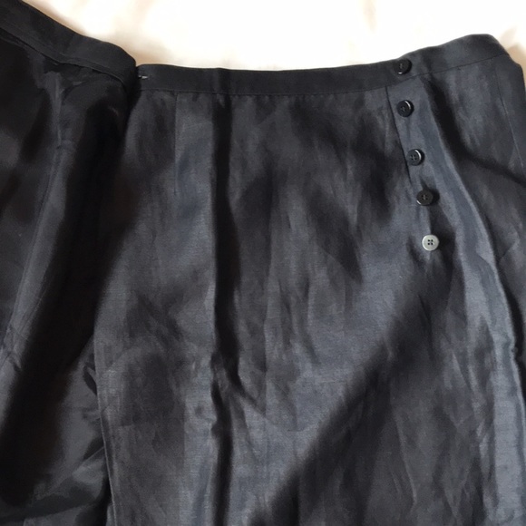 Ann Taylor deep blue linen/rayon lined buttoned wrap skirt EUC - Picture 4 of 7